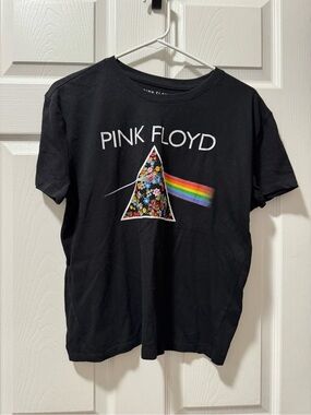 Pink Floyd Black Tee with Rainbow Prism Graphic